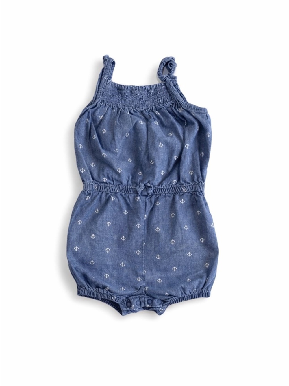 Carter’s 12M Chambray Anchor Romper Baby Girl Nautical Summer Outfit
